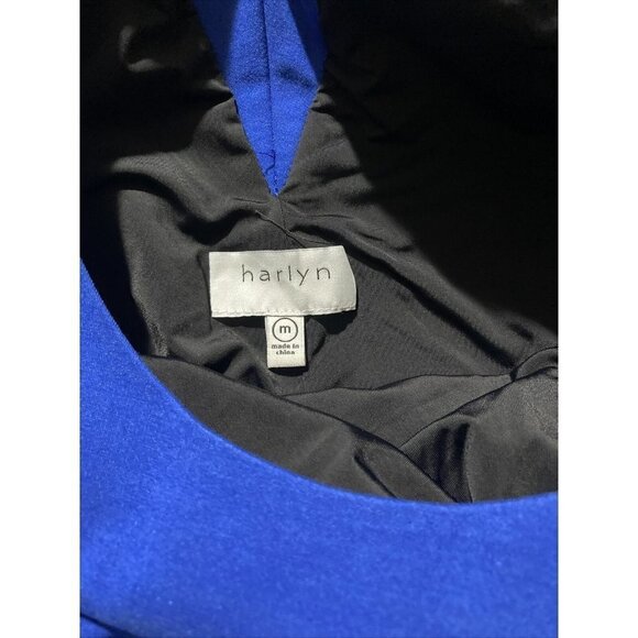 Harlyn size medium fit flare short blue party dress cut out V-back scoop neck - Picture 8 of 9